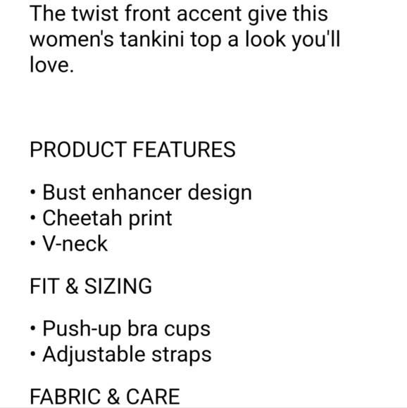 Freshwater Plus Size Cheetah Print Tankini Top Bathing Suit Top 3X - Picture 11 of 12